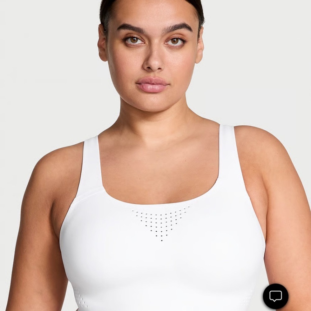 Victoria's Secret White Scoop-Neck Wireless Sports Bra L/DD